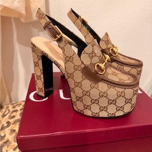 Gucci Women's Tan and Brown Platform Shoes